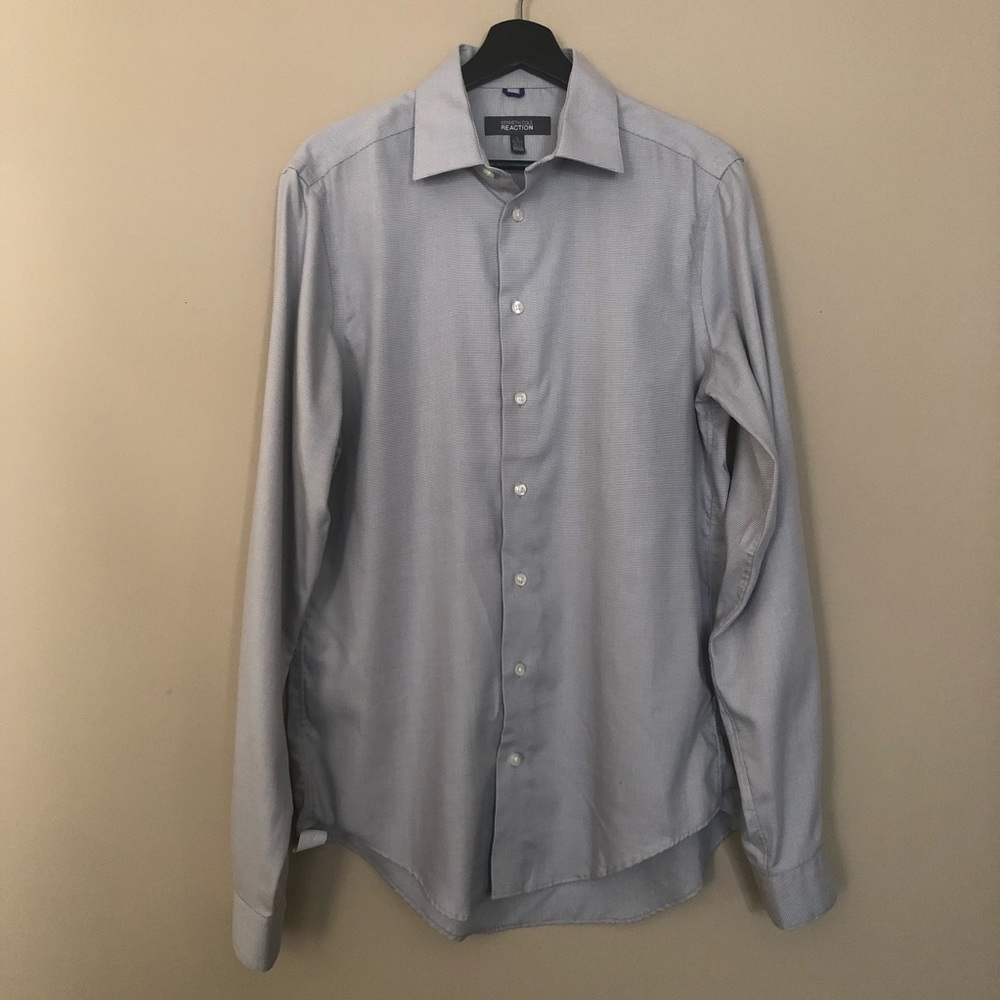 Kenneth Cole Reaction Gray Cotton Dress Shirt